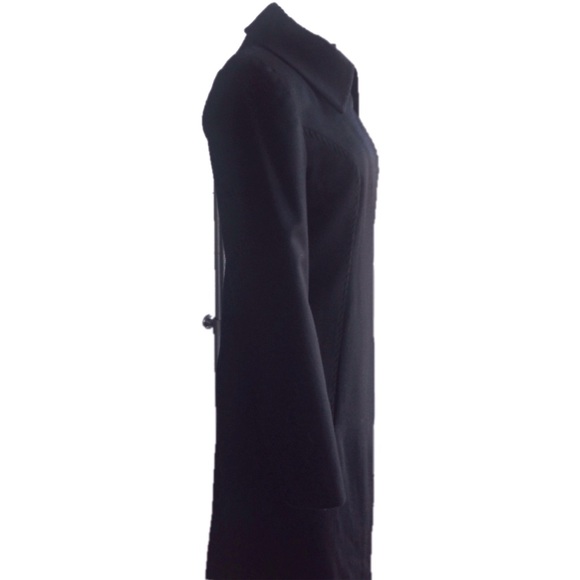 Black Wool Designer Coat - Picture 6 of 8